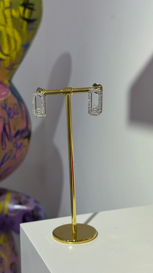 Taşlı Dikdörtgen Küpe