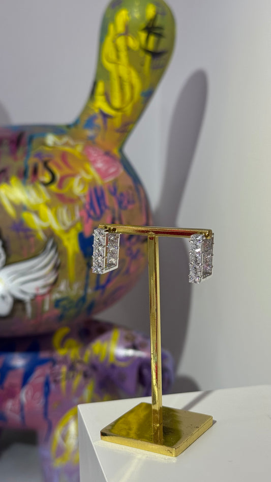 Swarovski Taş Kare Küpe