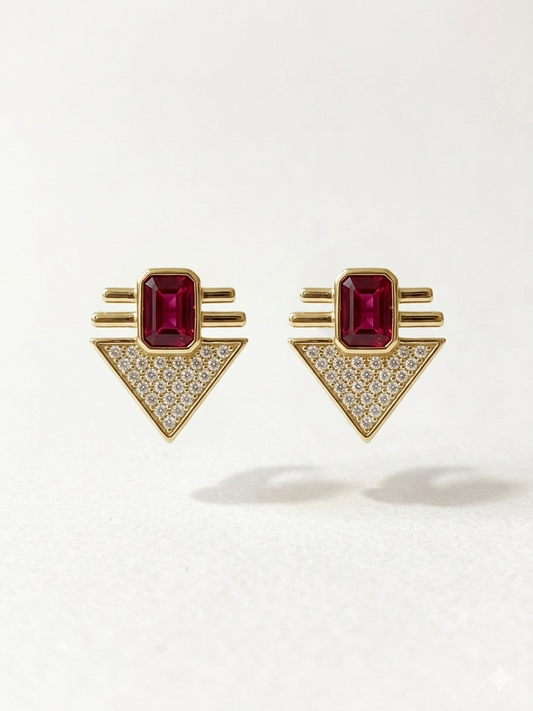 Kırmızı Üçgen Küpe