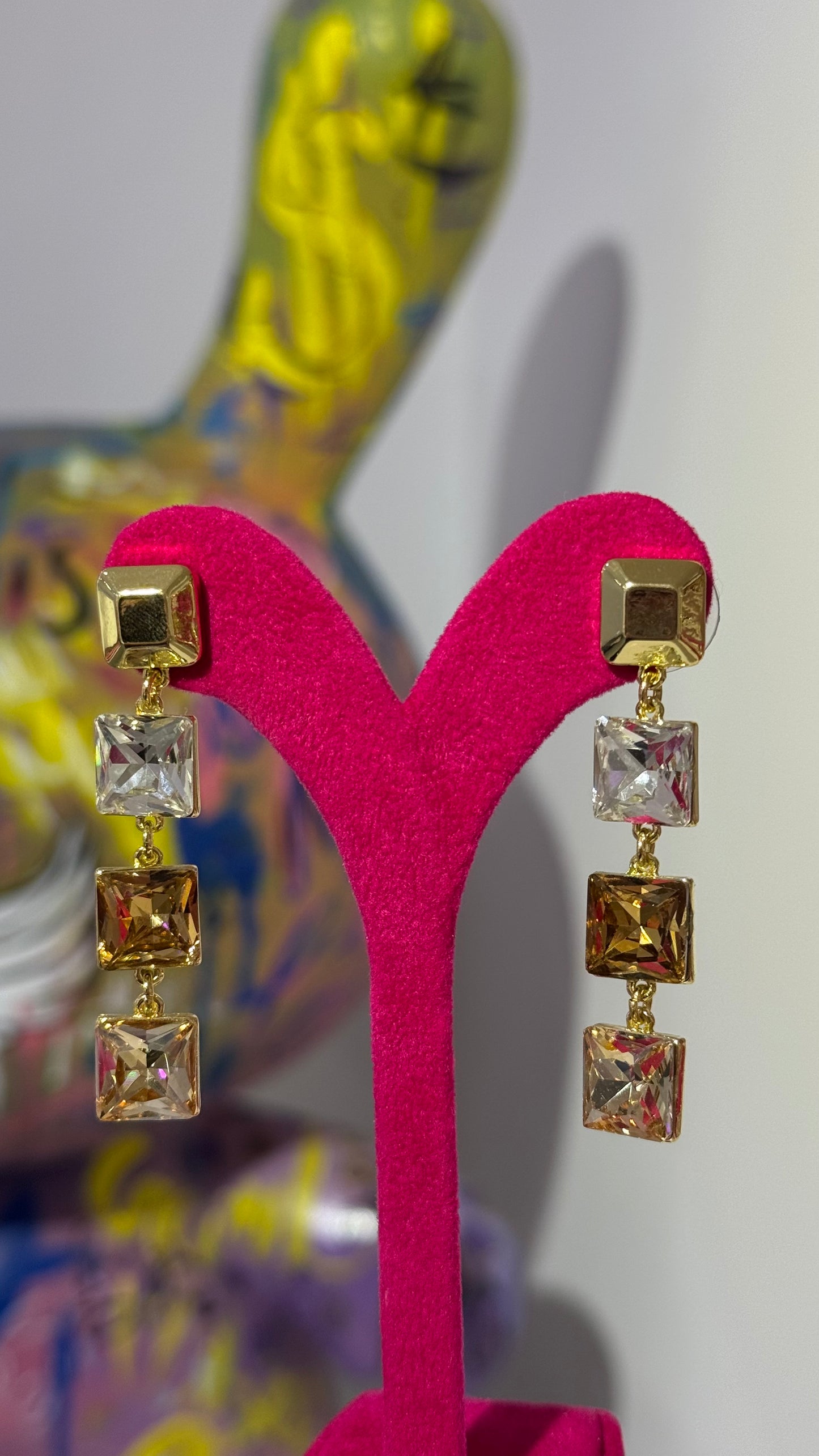 Kare Swarovski Taş Küpe