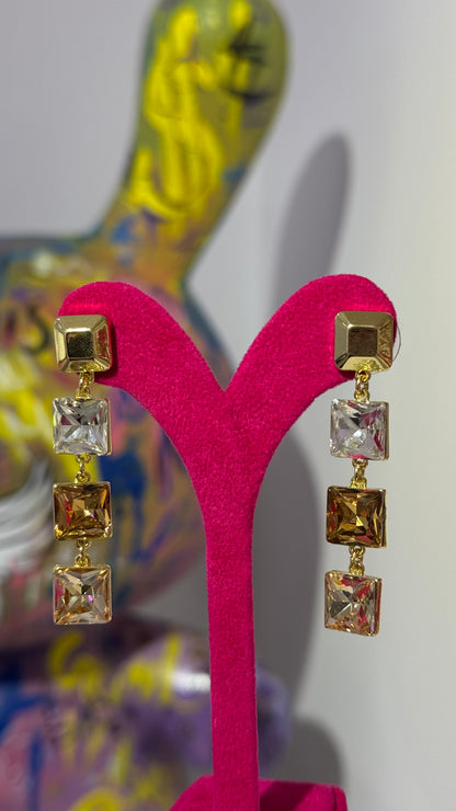 Kare Swarovski Taş Küpe