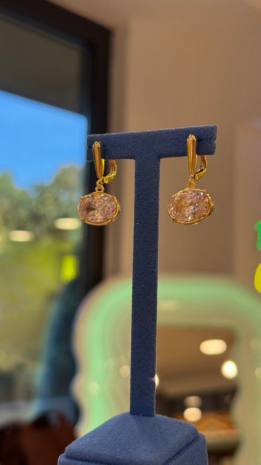Oval Swarovski Taş Küpe