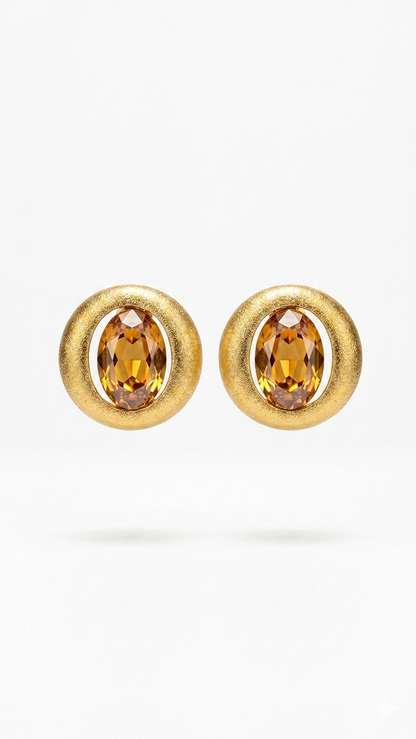 Kahverengi Swarovski Küpe