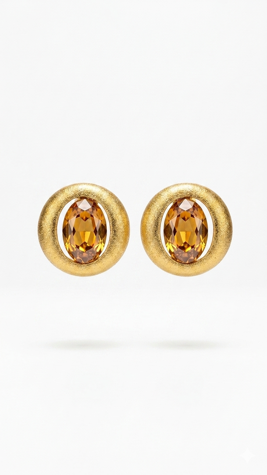 Kahverengi Swarovski Küpe