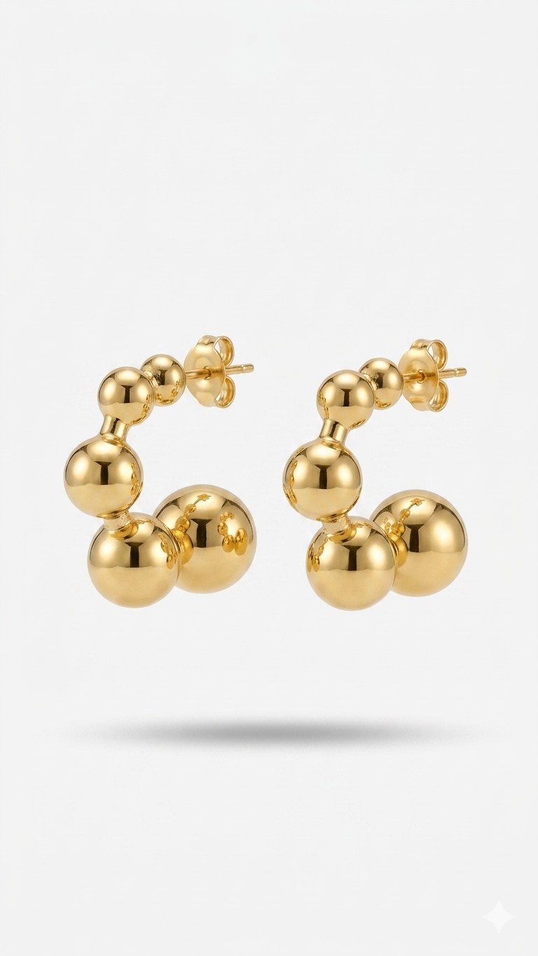 Gold Boncuk Halka Küpe