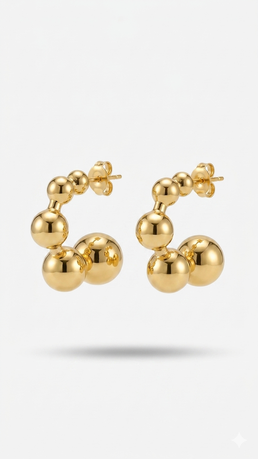 Gold Boncuk Halka Küpe