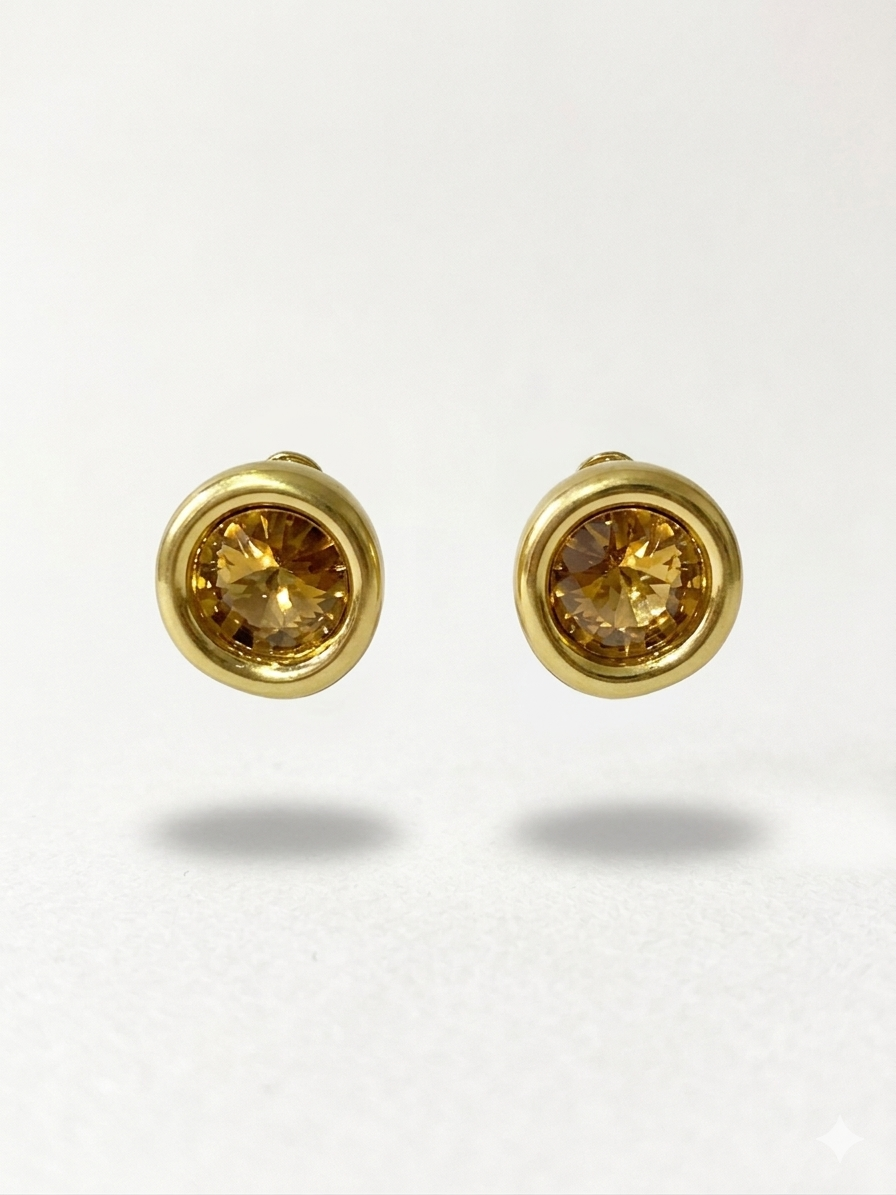 Kahverengi Swarovski Taş Küpe