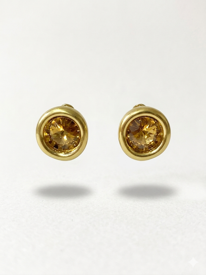 Kahverengi Swarovski Taş Küpe