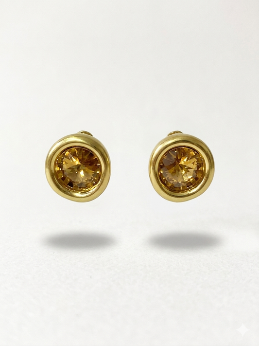 Kahverengi Swarovski Taş Küpe