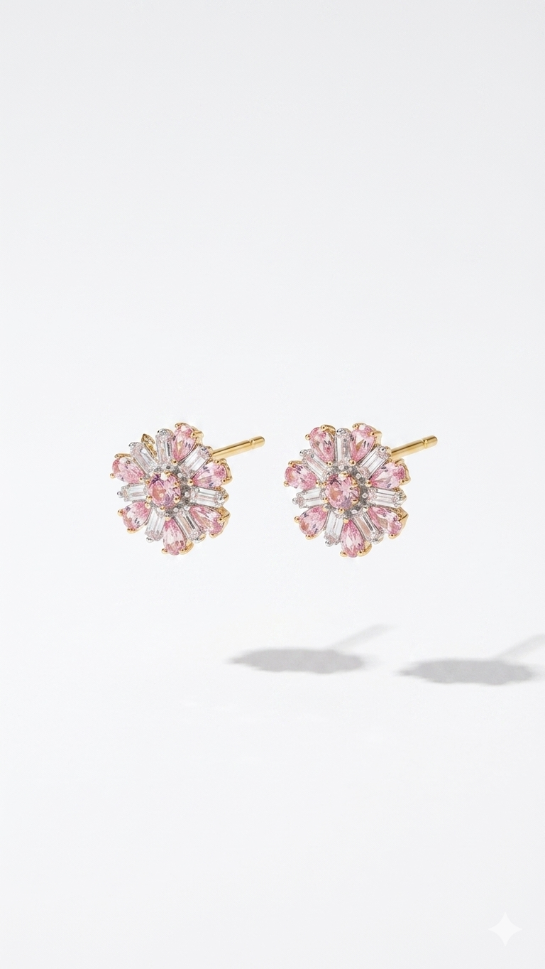 Swarovski Taş Çiçek Küpe