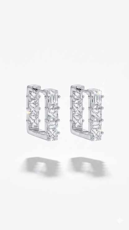 Swarovski Taş Kare Küpe
