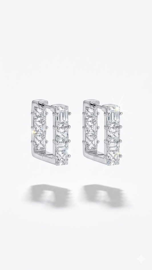 Swarovski Taş Kare Küpe