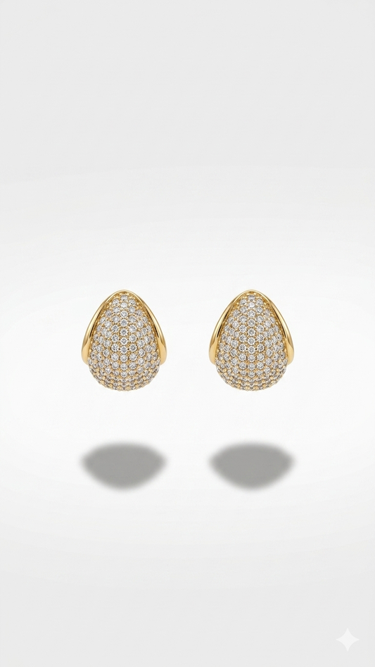 Taşlı Top Formda Küpe