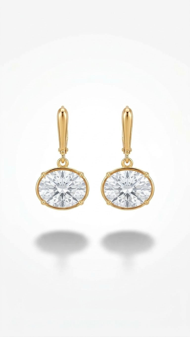 Oval Swarovski Taş Küpe