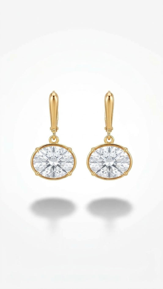 Oval Swarovski Taş Küpe