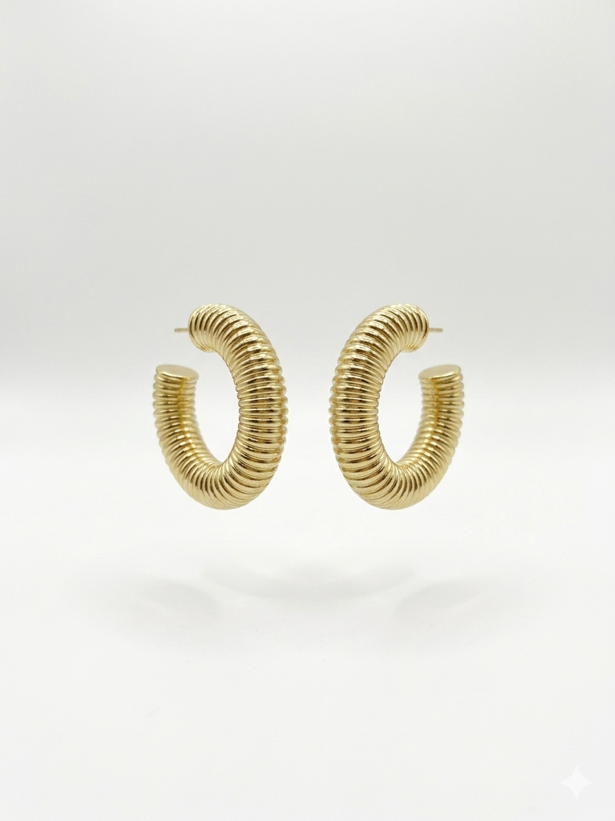 Gold Tırtıklı Halka Küpe