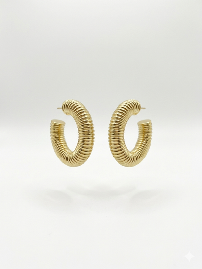 Gold Tırtıklı Halka Küpe