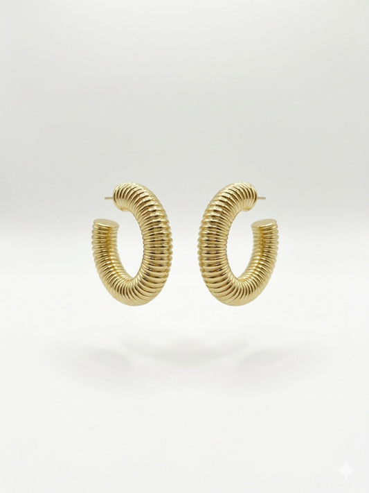 Gold Tırtıklı Halka Küpe