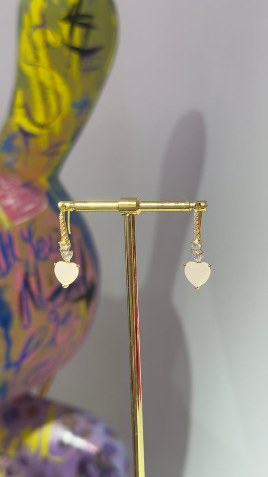 Pembe Swarovski Taş Kalp Küpe