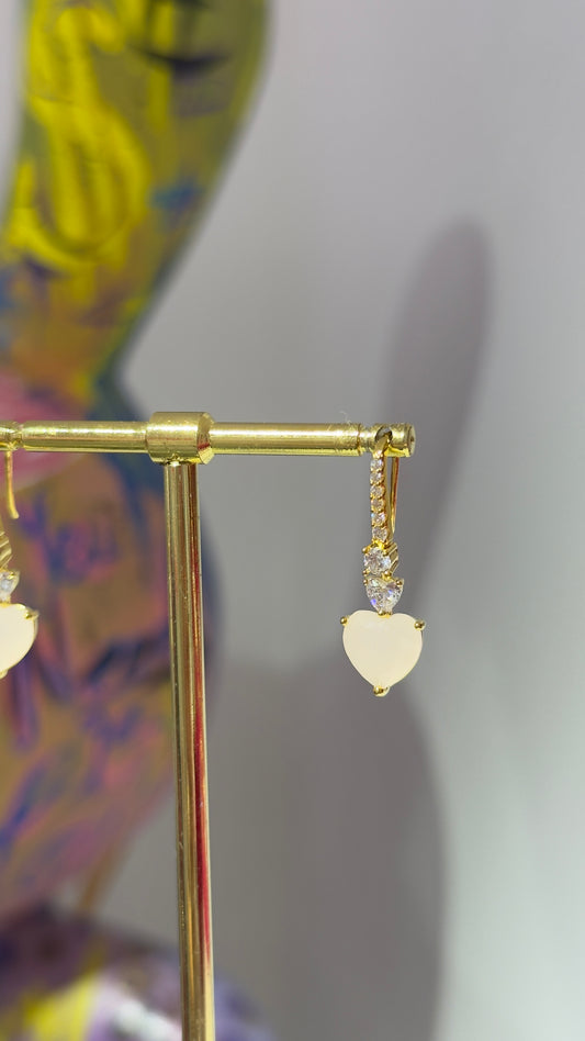 Pembe Swarovski Taş Kalp Küpe