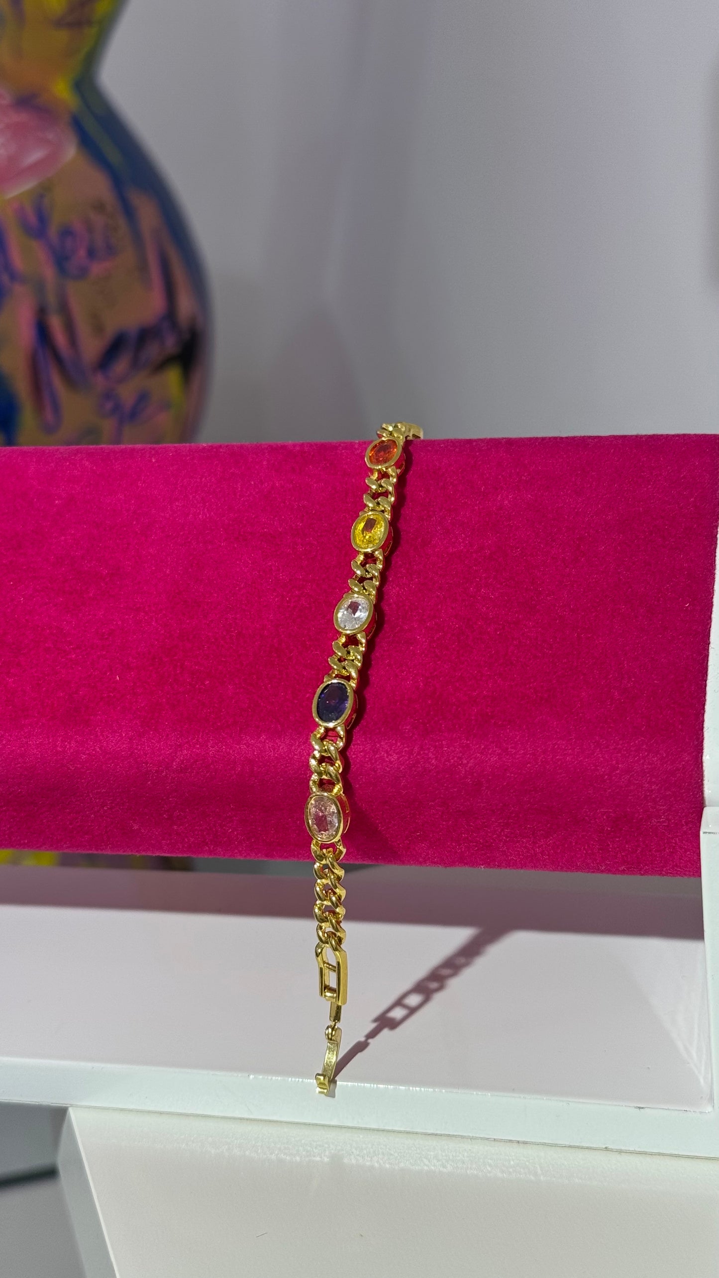 Renkli Oval Taş Bileklik