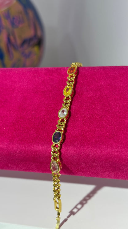 Renkli Oval Taş Bileklik